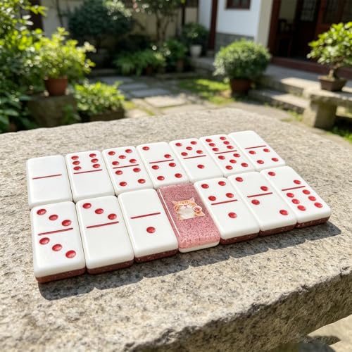 Premium Double 6 Dominoes Set 28 Tiles for Adults,Domino Board Games with Case for for Birthdays, Holidays and Special Occasions (Dominoes-Pink-cat) - style: Dominoes-Pink-cat