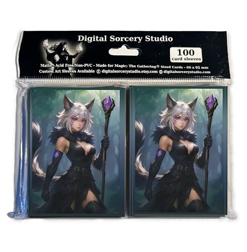 Anime Cat Warlock Card Sleeves 102 Pack – Compatible with MTG & TCGs – Perfect for Y'shtola, Night’s Blessed & Final Fantasy Commander Decks – Premium Card Game Sleeves for Magic - color: Anime Cat Warlock