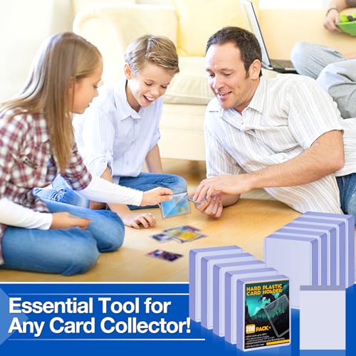 Sooez 200 Soft Card Sleeves&200 Hard Plastic Card Holder Combo, 35PT, 3"x4" | for Trading Card, Baseball Card Protector, Penny Sleeves for Collectible Game Card, Sturdy Standard Size Sports Football Card - size: 200 Hard Sleeves + 200 Penny Sleeves