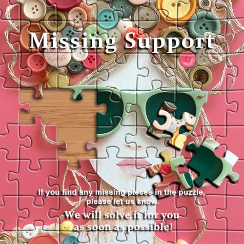 Impossible Puzzle for Adults 1000 Pieces, PICKFORU The Button Muse Jigsaw Puzzle Beauty Lady Aesthetic Art, Elegant Women Puzzle Hard Challenge Collage - style: Button Muse Puzzle