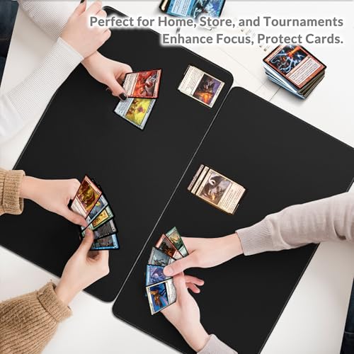 FROGIGO Solid Color TCG Playmat with Carry Bag, 24 x 14 in, 3mm Thick Stitched-Edge Card Game Mat, Non-Slip Rubber Base, No-Logo Play Mat for Trading Card & Tabletop Games - Midnight Black - color: Midnight Black