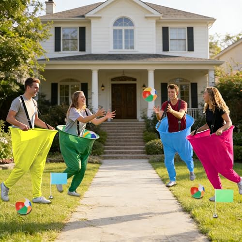 yofit 24Pcs Granny Pants Yard Game Funny Field Day Outdoor Games for Adults Kids and Family Gaint Pant Set for Brithday Party Tossing Games Activities for Groups