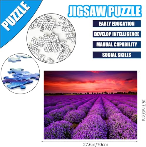 1000 Pieces for Spring Jigsaw Puzzles, Lavender Nature Landscape Flowers Puzzles for Adults, Plants Challenging Funny Puzzles for Friends Family Activity Game Nights Gifts - color: Spring