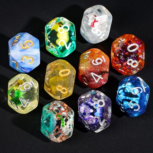 10 Pack D10 Polyhedral Dice Set, Random Color 10 Sided DND Dice for RPG Role Playing Games Table Games - color: 10pcs D10 Random Color