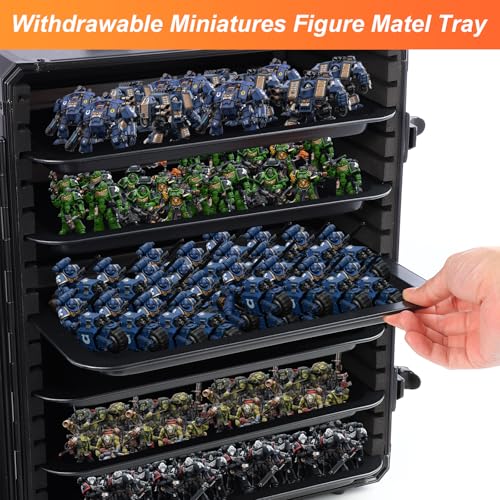 Miniature Carrying Case, Miniature Storage Case with 6 Trays, Aluminum Alloy Frame, Display and Transport Action Figure Display Case for Collectibles Miniatures, Best Gifts for Men - size: Medium