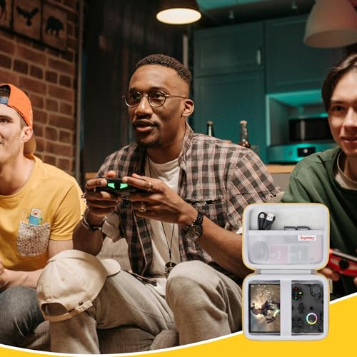 Supmay Hard Carrying Case for G350/RG35XX Pro/RG40XXV/RG405V/RG406V Retro Handheld Game Console, Retro Game Travel Storage Holder with Mesh Bag for SD Card, USB Charging Cable, User Manual, Yellow - color: Yellow