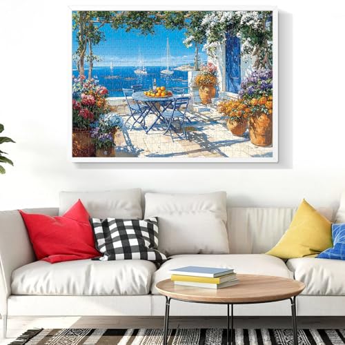 500 Piece Puzzles for Adults,Jigsaw Puzzles 500 Pieces Beach Puzzles | Beautiful Yard Puzzle Flower Puzzle Games for Adults Senior Recycled Cardboard Family Activity Game Nights Gift Toy - style: Beach Yard