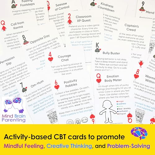 Mind Brain Emotion 52 Essential Coping Skills for Kids: Mindfulness CBT Cards for Stress, Anxiety, Anger, Executive Functioning, Coping Strategies for Anxious Generation, Family, School Therapy Game - style: Coping Skills for Kids