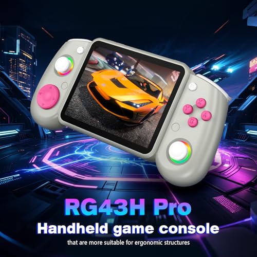 RG43H Pro Retro Handheld Game Console, 4.3 Inch Retro Gaming Console with 4000mAh Battery, RK3562 Opensource Hand Held Games Console, EmuELEC&RGBOX Dual Systems Video Console, HDMI TV Output, Gray - color: Gray