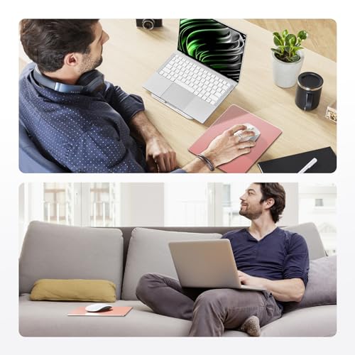 HONKID Metal Aluminum Mouse Pad Pink, Office and Gaming Thin Hard Mouse Mat Double Sided Waterproof Fast and Accurate Control Mousepad for Laptop, Computer and PC,9.06"x7.08",Rose Gold | Office and Gaming Thin Hard Mouse Mat Double Sided Waterproof Fast A