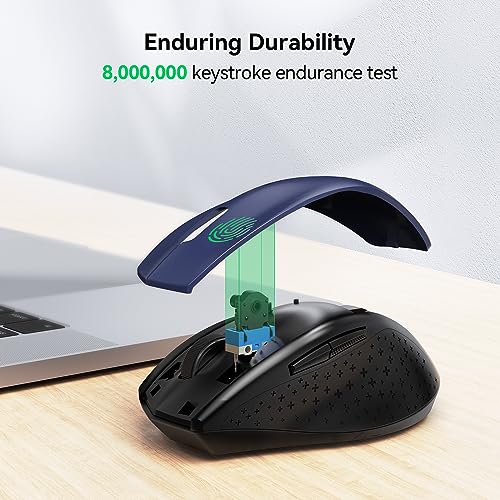 TECKNET 2.4G Wireless Mouse, 4800 DPI Ergonomic Computer Mouse, USB, Blue | Mouse for Laptop with USB Receiver, 6 Adjustable DPI, Quiet Click, 30-Month Battery, 6 Button, Portable for PC Chromebook Mac - color: Blue