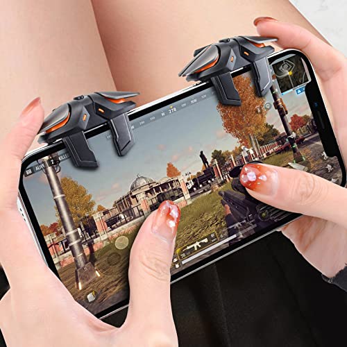 Newseego for Mobile Game Controller, Sensitive Mobile Gaming Trigger Shooter with Six-Finger Linkage for iPhone & Android, Controller Joysticks Aim Trigger Keys for Survival Rules - color: Black -A13