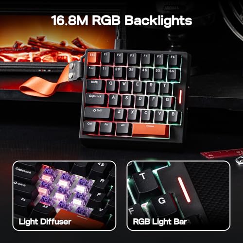 EPOMAKER HE30 One-Handed Hall Effect Keyboard, 8K Polling & 0.125ms | SOCD & Snap Key, Adjustable Trigger, PBT Keycap, RGB, Custom Software, Wired Gaming Keyboard for PC/Gamer (Black Orange) - color: Black Orange