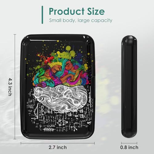 Credit Card Holders, Metal Card Wallet RFID Blocking Slim Aluminum Business Hard Cards Cases for Women Men, Brain Graffiti - color: Brain Graffiti