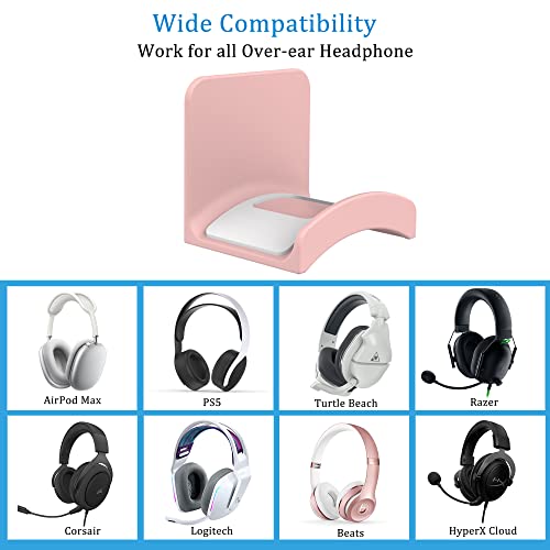 SOKUSIN Headphone Stand Headset Holder - Adhesive Gaming Earphones Hanger, Universal Desk Wall Mount Hook for All Headphone/Controller, Compatible with Beats, AirPods Max,Sony, JBL (Pink-2Pack) - color: Pink-2 Pack