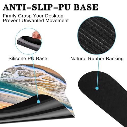 Ergonomic Mouse Pad Set with Wrist Rest, Beach Summer Sun | Non-Slip Rubber Base Wrist Cushion Support and Coasters Mousepad with Wrist Support for Computer Keyboard - color: Beach Summer Sun