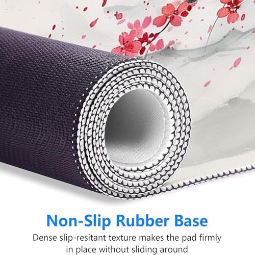 Japanese Cherry Blossom Desk Mat - Extended Gaming Mouse Pad with Stitched Edge Non-Slip Base - 31.5"x11.8" Office Computer Keyboard Laptop Home - color: Japanese Cherry Blossom_012, size: 11.8" x 31.5"