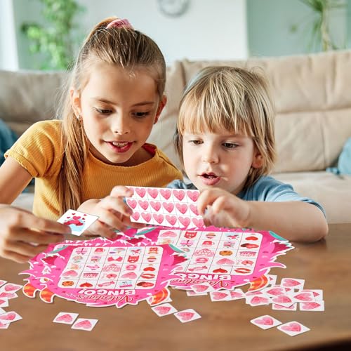 Blosssound Valentine's Day Bingo Game for Kids - Monster Theme Valentines Bingo Cards for 24 Players School Classroom Activities Fun Valentine Party Favors Games for Children Teacher Supplies - style: Valentine's Day