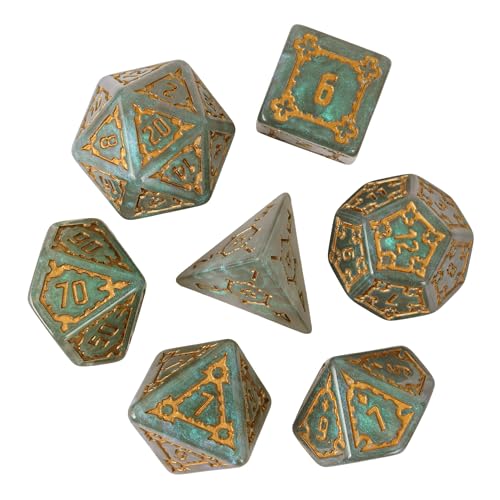 cusdie 7 Pcs 25mm Giant DND Dice with Dragon Eye Dice Bag, Polyhedral Dice Set, D&D Dice for Pathfinder RPG(Gray Green) - color: Light Green