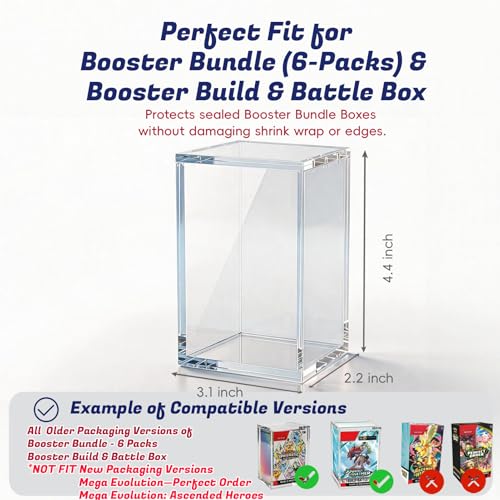 (1 Pack) Standard Height Booster Bundle Acrylic Case, Magnetic Display Case | 8mm Crystal-Clear Acrylic, Magnetic, Stackable, Fits Standard-Height Booster Bundles & Build & Battle Boxes - color: Clear- 1pack, size: For Standard Booster Bundle Box