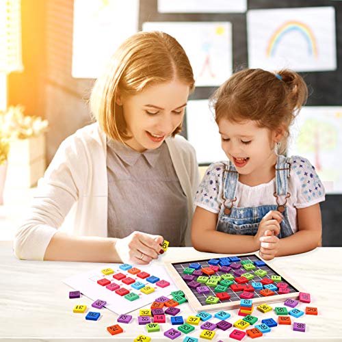 Wooden Montessori Math Counting Hundred Board Toys | 1-100 Consecutive Numbers Learning & Educational Game Toy for Kids Toddlers 3 year old with Storage Bag