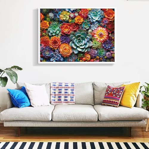 1000 Piece Puzzle for Adults - Colourful Flowers & Succulent Plants Puzzle for Adults Children - Recycled Paper Jigsaw Puzzle 1000 Pieces - Fun and Challenging Family Game Great Gift Idea, 28 * 20 in - style: Succulent Flower