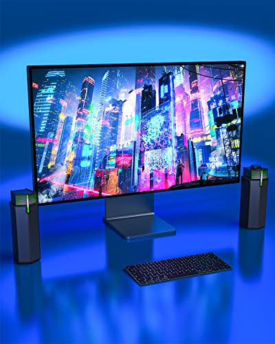 Jeecoo M20 Bluetooth Computer Speakers for PC Desktop Monitor, Gaming PC Sound Bar - Wired USB-Powered, Superb Stereo Sound, with Gradient RGB Lighting - Combine/Separate to Customize Your Desk