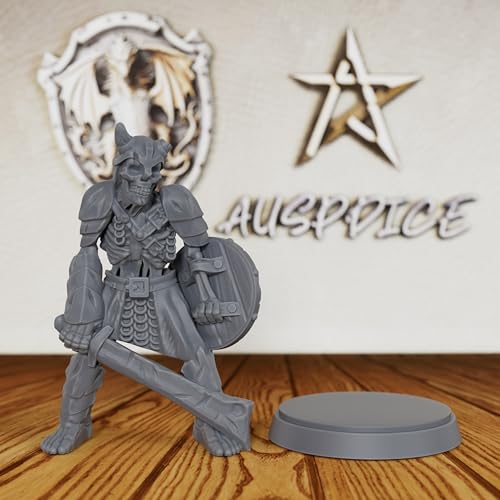 AUSPDICE Fantasy Tabletop RPG Miniature: Unpainted 28mm Skeleton Warrior for DND Campaigns, Customizable Undead Figure for Dungeon Encounters & Army Building-AS125