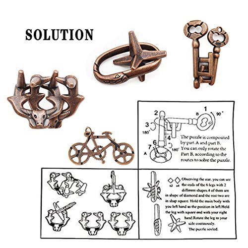 MHY Jumbo Metal Brain Teaser Puzzles for Adults - 4 Pack Challenging 3D Mind Games | with Portable Case | IQ Logic Toys & Gift for Teens - color: A-4pcs Keys Set