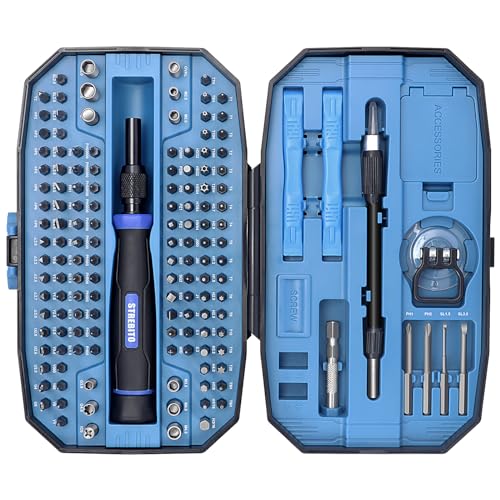STREBITO Precision Screwdriver Set 153 in 1 Small Magnetic Screwdriver Set | Electronics Screwdriver Set Mini Repair Tool Kit for RC, Computer, PC, Laptop, iphone, Macbook, PS5, Xbox, Jewelers, Glasses - color: Blue