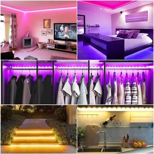 Lcutml 100FT Smart LED Strip Lights , RGB Strip Lights Sync to Music with 40 Key Remote Controller LED Lights for Bedroom, Christmas Lights decration (Multi-Colored, 100FT)