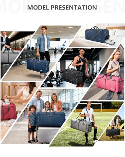 Gonex Large Foldable Travel Duffle Bag with Shoes Compartment, Packable Lightweight Water Repellent Duffel Bag for Camping Gym Weekender Bag - color: Light Grey, size: 60L
