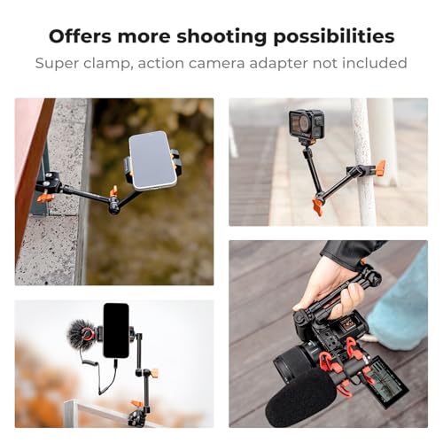 K&F CONCEPT 9.8" Magic Arm, 1/4" Screw Camera Mount Arm 360° Ball Heads | for DSLRs, Monitor, Flash, LED Light, Microphone, Camera Cage, Action Camera, MS32 - style: 9.8" Arm