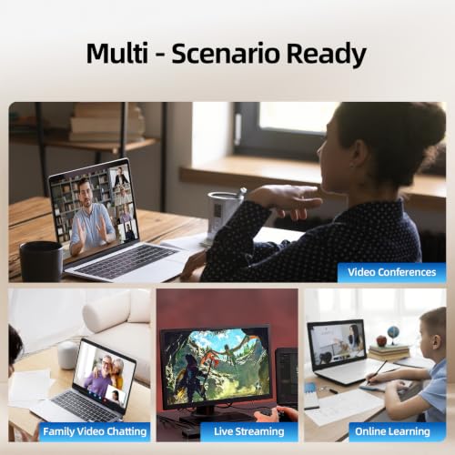 4K Webcam for PC, 1080P@60FPS, 4K Camera with Noise-reducing Microphone, 92°FOV, 8MP USB Webcam Plug and Play, Privacy Cover, Works Perfect for Meeting Platform Zoom/Teams/Skype/Google Meet