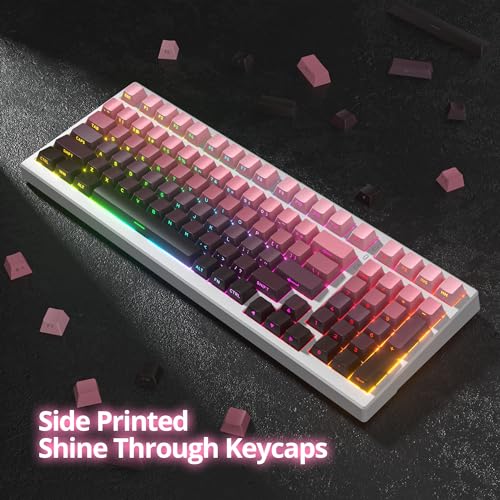 Guffercty kred PBT Cherry Profile 133-keys Gradient Side Printed Double Shot Backlit Keycaps for Gaming Keyboard (Gradient Red) - color: Gradient Red