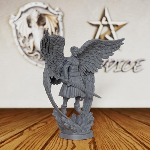 AUSPDICE 32mm Winged Celestial Guardian Unpainted DND Miniature AS503 | Solar Warrior Resin Fantasy Figure with Sword and Four Wings for Dungeons and Dragons, TTRPG Games and Dungeon Masters