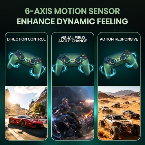 Xexvyrin LED Wireless Controller for PS5, Compatible with PS5 Pro/Slim/PC, Dual Vibration, Macro/Turbo Function, 3.5mm Audio Jack,1000mAh Battery, 6-Axis Motion Control Gamepad with Speaker (Dreamy Green) - color: Dreamy Green