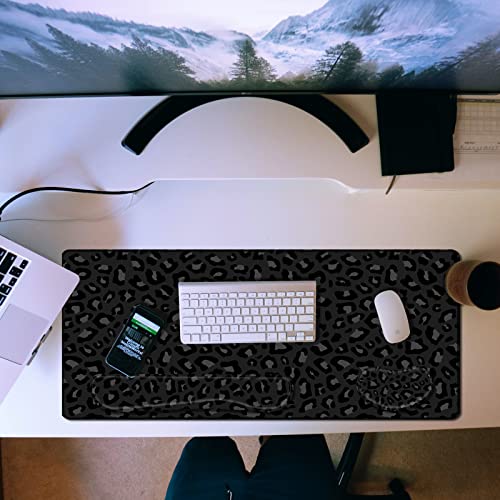 3Pcs Large Gaming Mouse Pad Desk Mat,Keyboard Mouse Wrist Rest Support Set,Extended Laptop Mouse Pad Memory Foam Non-Slip Base for Gamer Home Office(31.5x15.7in)-Black Leopard Cheetah - color: B4-Black Leopard Cheetah