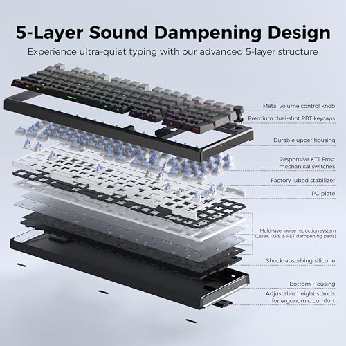 LUMI101 Wireless Mechanical Keyboard,Full-size keyboard with numeric keypad,Tri-Mode BT5.0/2.4GHz/USB-C Hot Swappable Custom Keyboard,RGB Backlit Computer Gaming Keyboards for PC/Tablet/PS/Xbox(Black) - color: Black