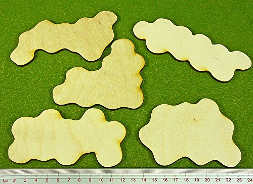 LITKO Terrain Bases | Compatible with 40K & Age of Sigmar | 3mm Plywood | 5 pieces | Irregular organic natural plywood shapes | Flock & paint as scatter terrain & objectives | For 15-28mm wargames