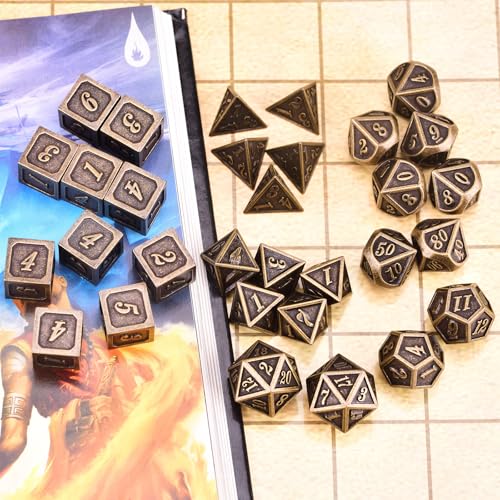 Extended Metal Dice RPG Set | 31 Piece Polyhedral Dice for DND5E Tabletop Role Playing Adventure Games (Bronze) - color: Bronze