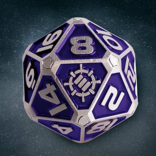 ENHANCE DND Metal Dice Set - 7pc Polyhedral Dice with 2-in-1 Vegan Leather Bag and Tray, Solid Metal Set for Dungeons and Dragons, Pathfinder, More RPGs (Collector's Edition Purple) - color: Dragon Purple