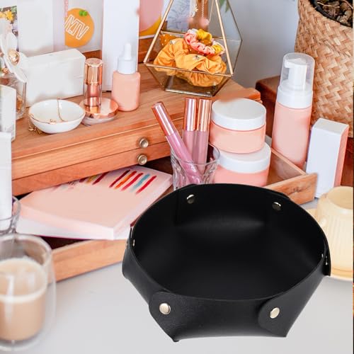 WOONEKY Portable PU Leather Dice Tray Folding Desktop Storage Case Large Black for RPG Board Games and Tabletop Accessories