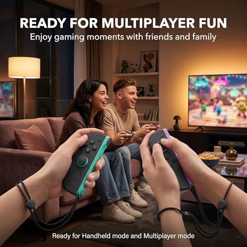 GAMEXX (L)/(R) Light Purple and Light Green Controller Compatible with Switch 2 with Soft Silicone Cover Cases, Thumbstick Grip Caps, Wrist Straps, Motion Controls, HD Rumble, Magnetic Connection, Bluetooth 5.1