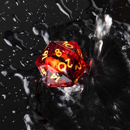 Beholder'S Eye D20 Dice Dragon Eye DND 22MM Single Dice with Resin Sharp Edge 20 Sided D&D Handmade Polyhedral for Dungeons and Dragons, RPG, Roleplaying Games MTG Table Games(Red Gold) - color: D20-red Dragon Eye