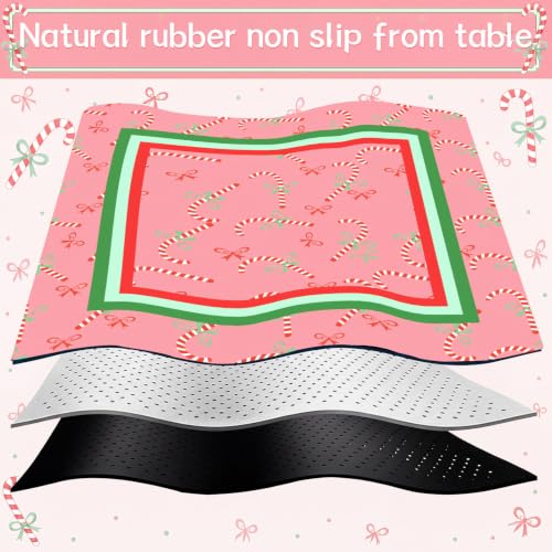 Drydiet Mahjong Mat for Table 31.5 x 31.5 Inch American Mahjong Mat with Carrying Bag, Non-Slip Noise Reduction Table Item for Family Poker Domino Board Game Night & Party Use(Christmas Candy Cane) - style: Christmas Candy Cane