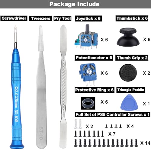 IKPEK 6 Pack Analog 3D Joysticks Replacement for PS5 Controller, Joysticks Part with Repair Screwdriver Kit for Playstation 5 DualSense Controller - color: Green - 6pcs