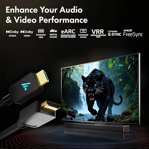LED HDMI Cable V2.1 with Ethernet,8k@60Hz,4K@120Hz UHD Resolution,6.6 Feet Braided, 48 Gbps Transfer Ultra high Speed,HDR/HDR10/Dolby Vision,Dolby Atmos and DTS:X,Compatible All HDMI Devices