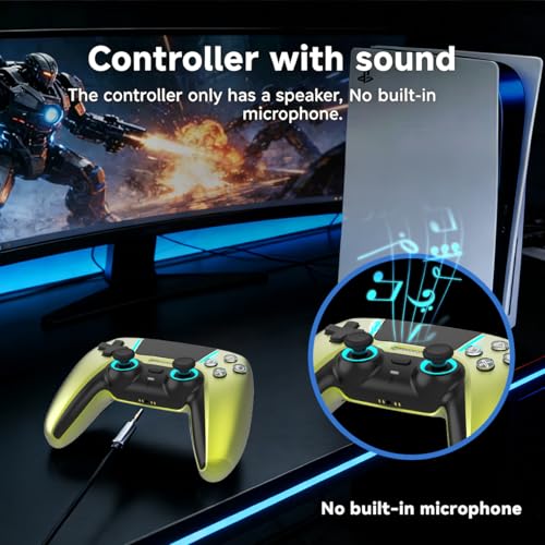 ASRVA Chrome Green Wireless Pro Controller for PS5,4 Back Buttons,Hall Effect Joystick(No Drift),Micro-Switch,Gyro,Macro,1000mAh,RGB,Compatible with PS5 Pro/Slim/PC/iOS/Android - color: Chrome Green