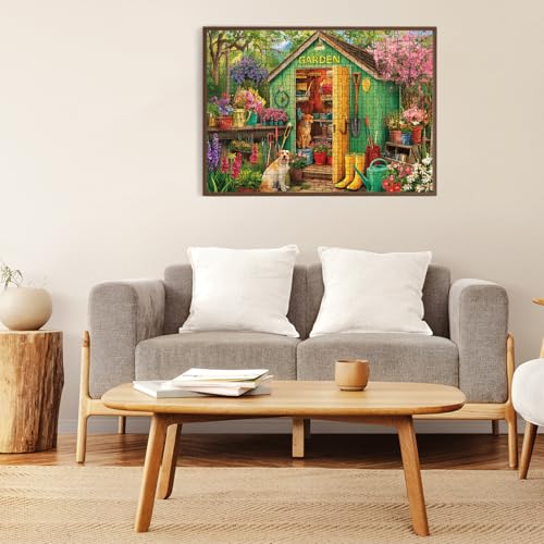 500 Piece Puzzle for Adults – Garden and Dog Jigsaw Puzzle for Adults & Seniors – Eco-Friendly Recycled Paper – Fun & Challenging Family Game Gift for Friends and Family (20.5 x 15 in) - style: Garden Dog